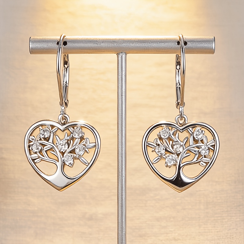 Women's Heart-Shaped Hanging Earrings, Elegant & Easy